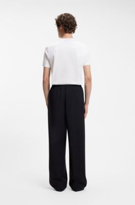BOSS BY BECKHAM drawstring pants in virgin wool, Dark Blue