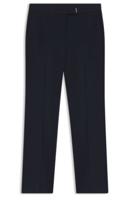 Flared-fit cropped pants in wrinkle-resistant stretch fabric, Dark Blue