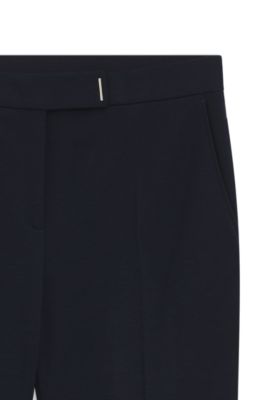 Pantalones tobilleros con pernera acampanada en tejido el&aacute;stico resistente a las arrugas, Azul oscuro