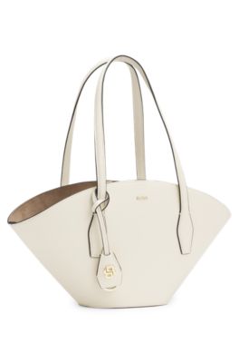 Tote bag with Double B monogram key ring, White