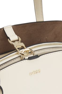 Bolso tote con llavero con el monograma Double&nbsp;B, Blanco