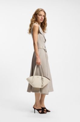 Cabas &agrave; monogramme Double B avec porte-cl&eacute;s, Blanc