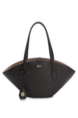 Cabas &agrave; monogramme Double B avec porte-cl&eacute;s, Marron fonc&eacute;