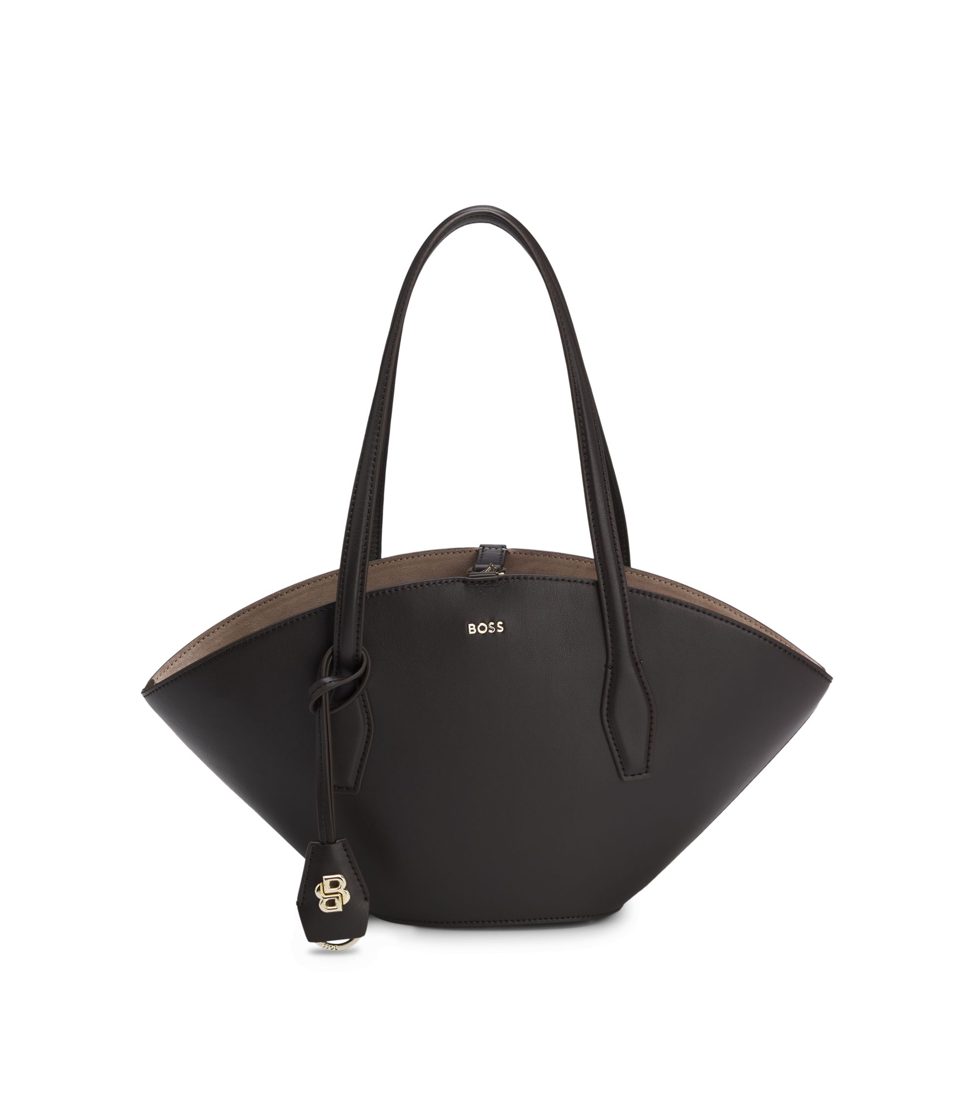 BOSS - Tote bag with Double B monogram key ring - Dark Brown