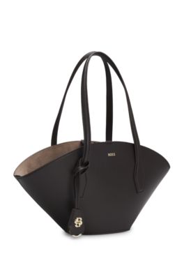 Cabas &agrave; monogramme Double B avec porte-cl&eacute;s, Marron fonc&eacute;