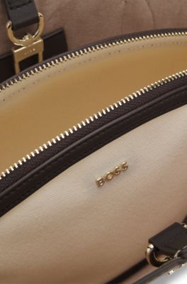 Cabas &agrave; monogramme Double B avec porte-cl&eacute;s, Marron fonc&eacute;