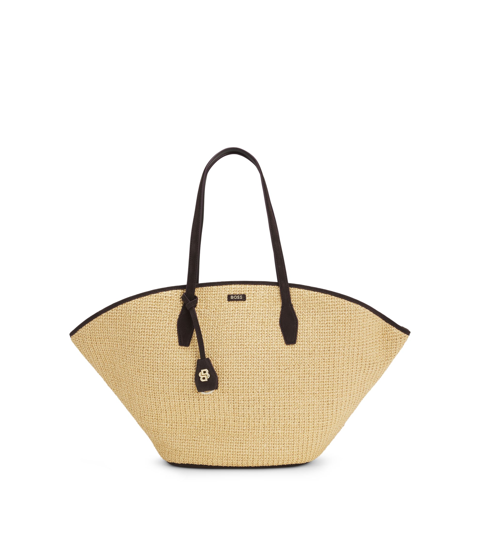 BOSS - Raffia tote bag with leather trims - White
