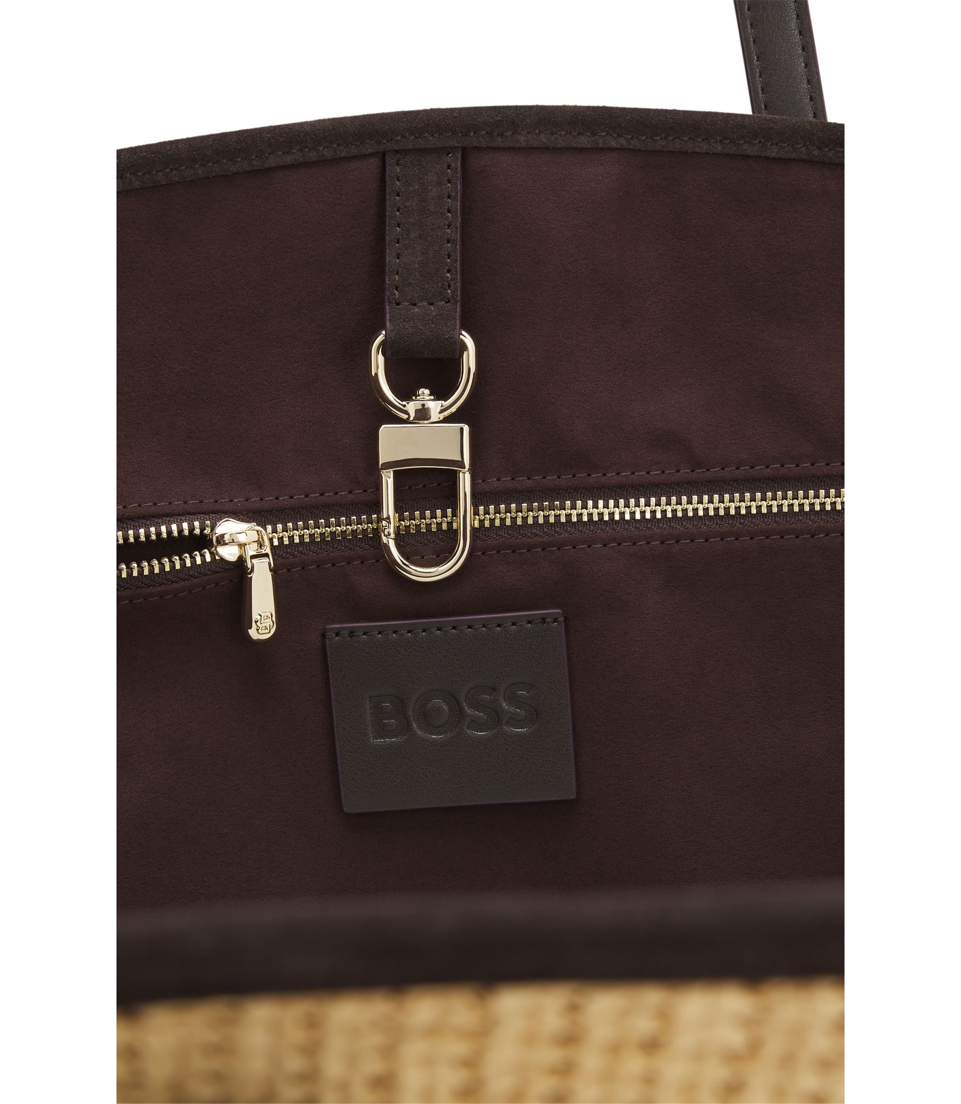 BOSS - Raffia tote bag with leather trims - White