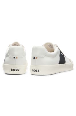 Low-top trainers with suede trims, Light Beige