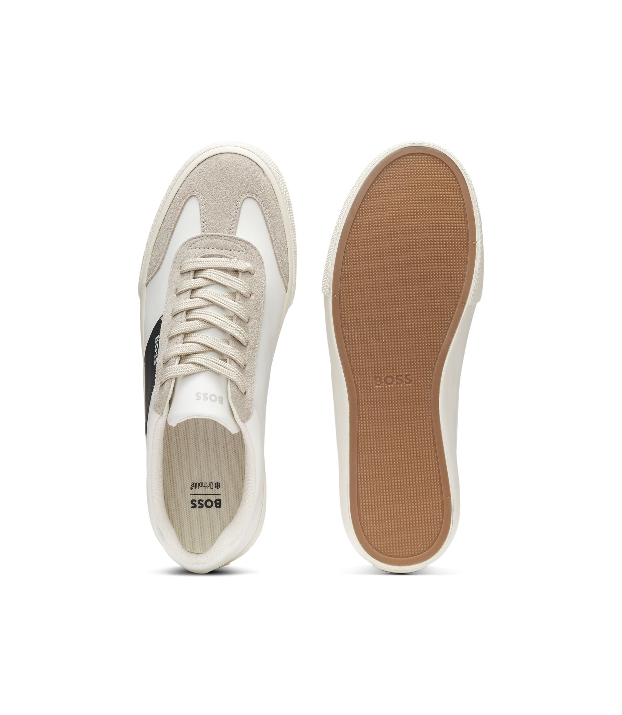 ブランデー BOSS BOSS - Low-top trainers with suede trims - Light Beige
