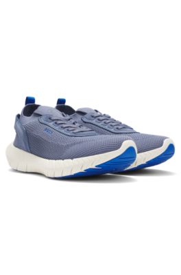 BOSS-MOTION sneakers with knitted uppers and leather trims, Light Grey