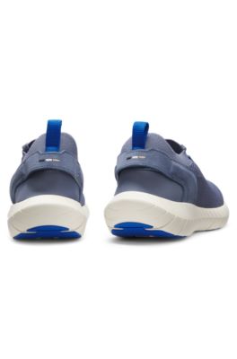 BOSS-MOTION sneakers with knitted uppers and leather trims, Light Grey