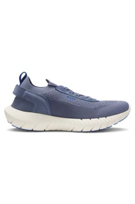 BOSS-MOTION sneakers with knitted uppers and leather trims, Light Grey