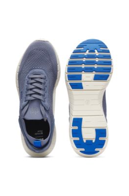 BOSS-MOTION sneakers with knitted uppers and leather trims, Light Grey