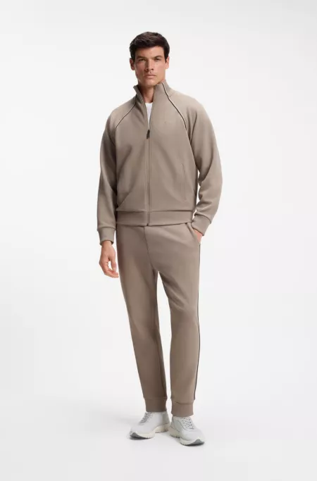 BOSS-MOTION sneakers with knitted uppers and leather trims