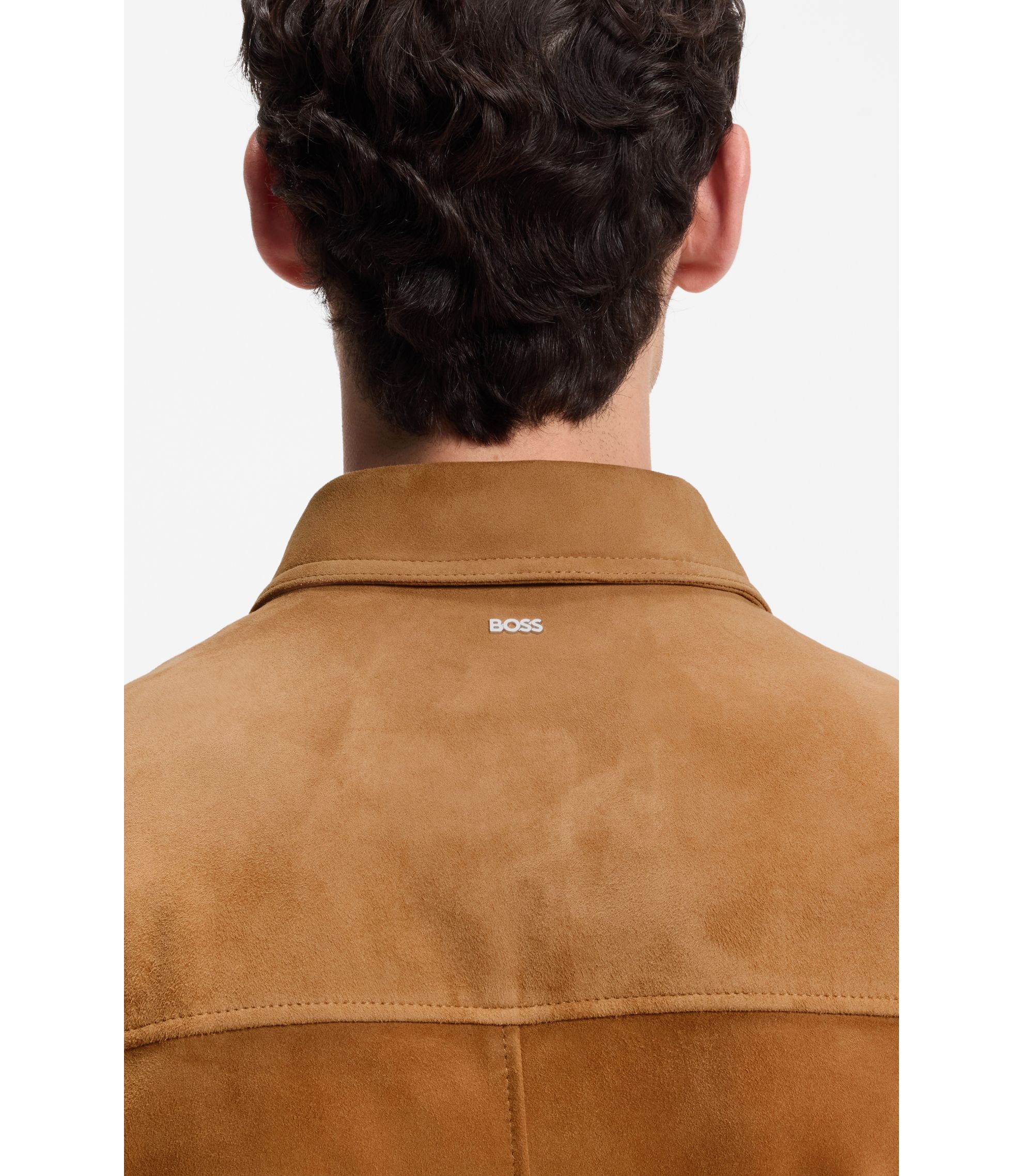 BOSS - Suede leather jacket with zipper closure - Beige