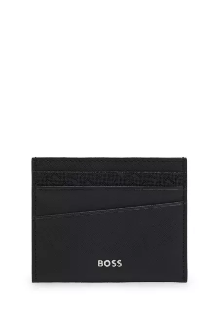 Mixed-texture card holder with logo trim