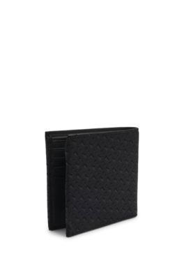 Billfold wallet with perforated monogram motif, Black