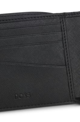 Cartera plegable con motivo del monograma perforado, Negro