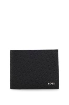 Portefeuille &agrave; trois volets avec motif monogramm&eacute;, Noir