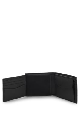 Cartera de dos pliegues con estampado de monograma, Negro