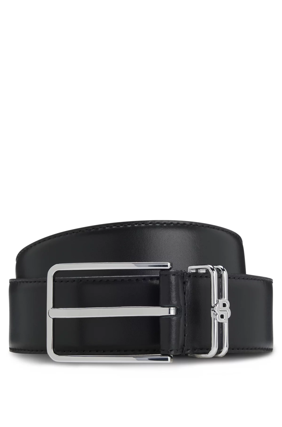 Ceinture en cuir italien à monogramme Double B, Noir