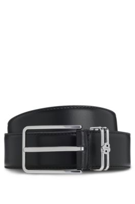 Italian-leather belt with Double B monogram, Black