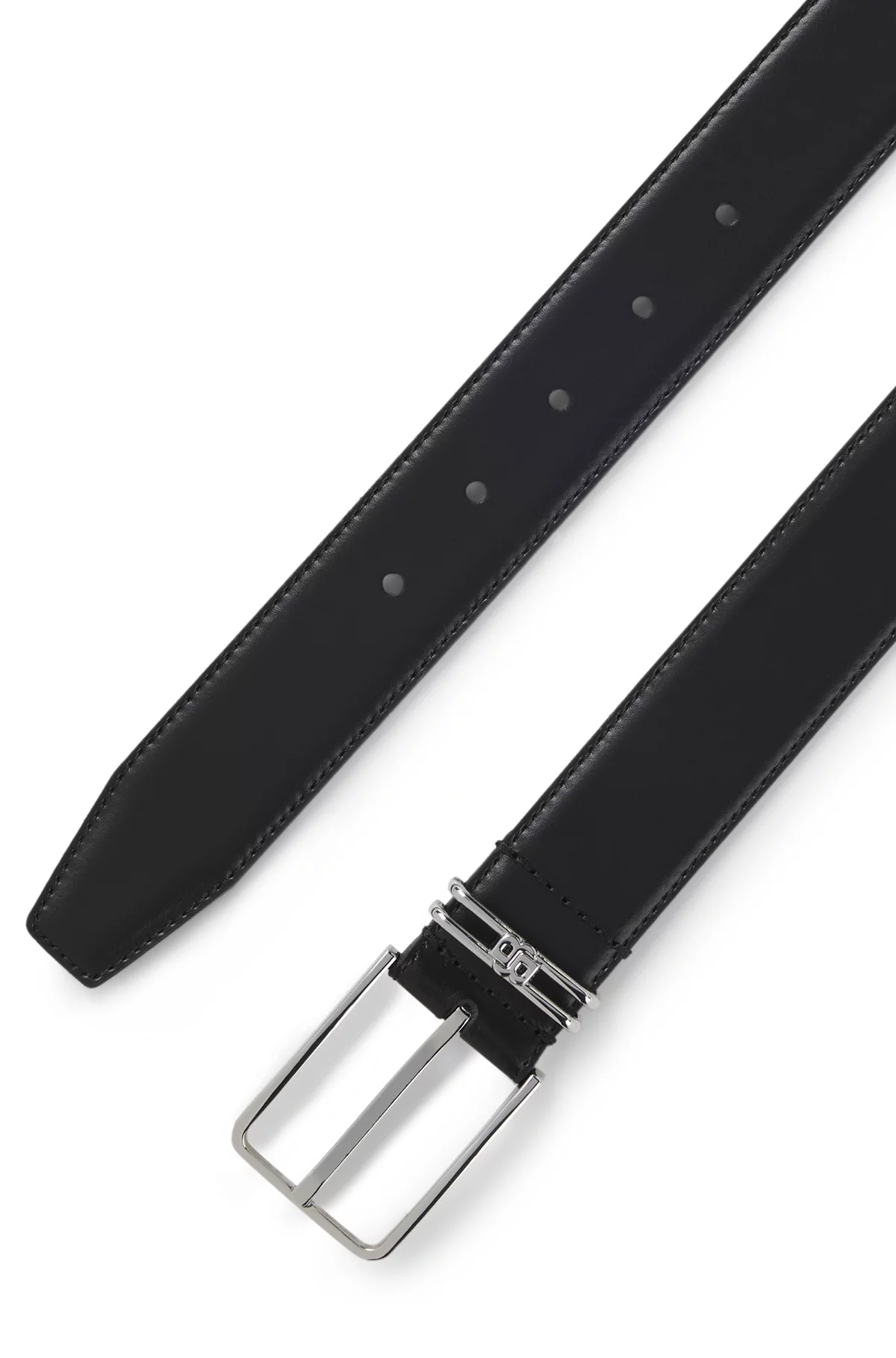 Ceinture en cuir italien à monogramme Double B, Noir