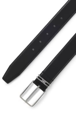 Cintur&oacute;n de piel italiana con monograma Double&nbsp;B, Negro