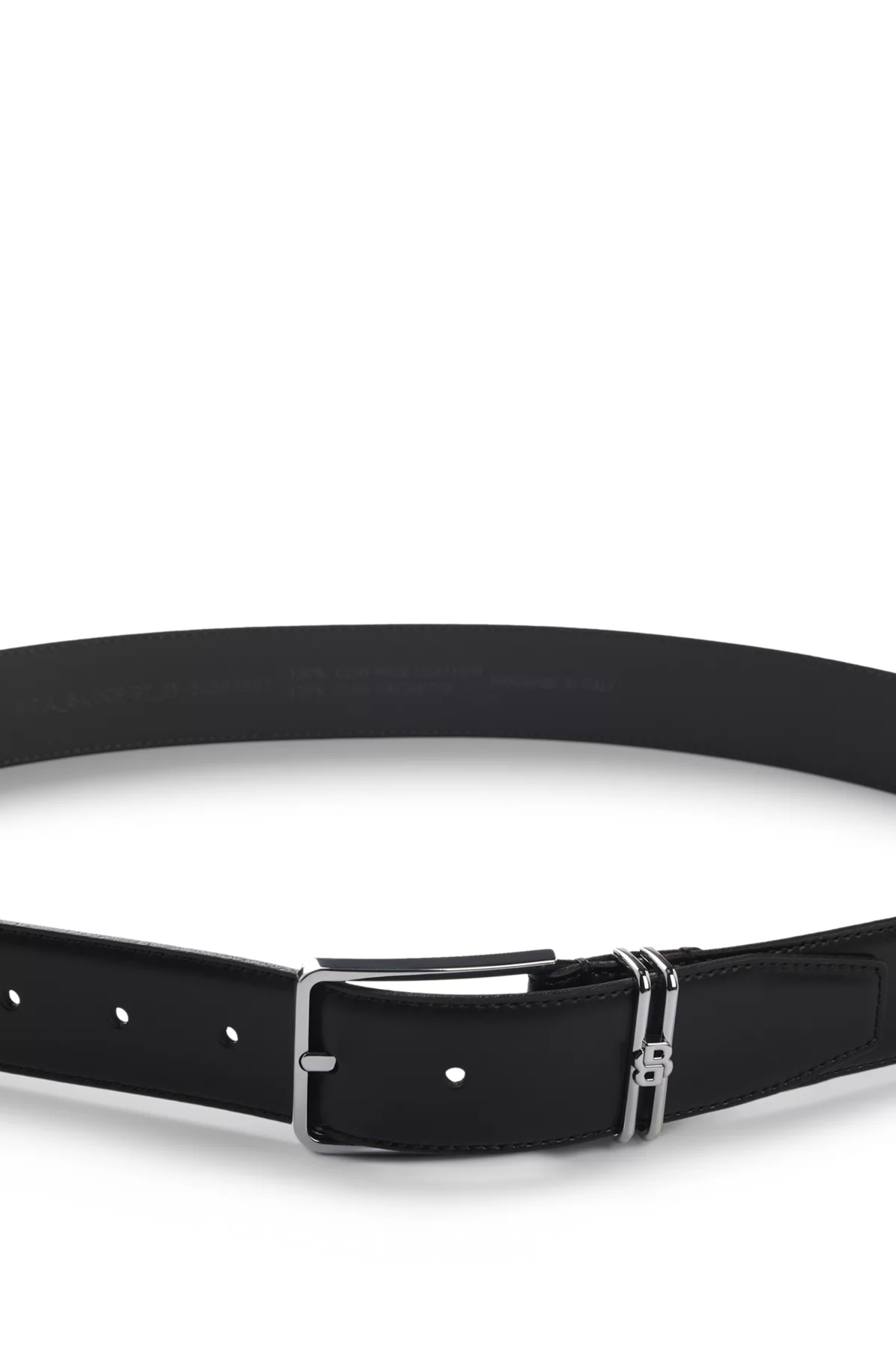 Ceinture en cuir italien à monogramme Double B, Noir