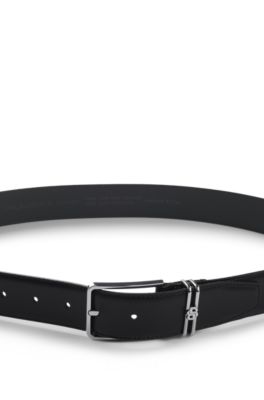 Cintur&oacute;n de piel italiana con monograma Double&nbsp;B, Negro
