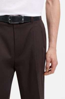 Italian-leather belt with Double B monogram, Black