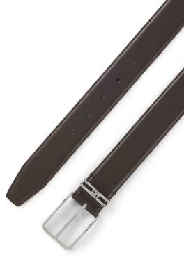 Cintur&oacute;n de piel italiana con monograma Double&nbsp;B, Marr&oacute;n oscuro