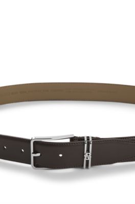 Italian-leather belt with Double B monogram, Dark Brown