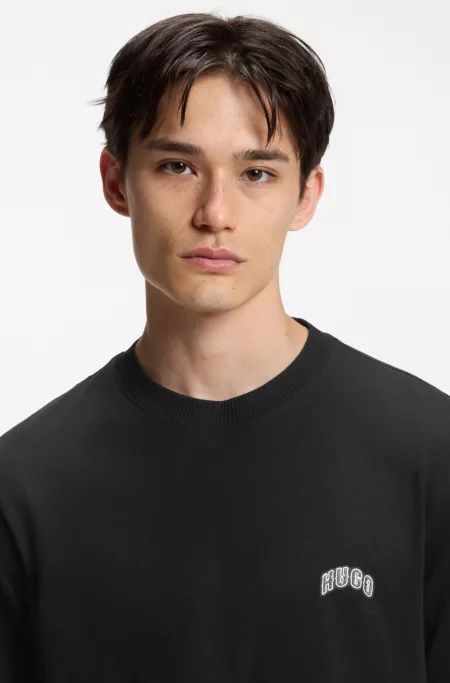 Regular-fit cotton T-shirt with varsity logo