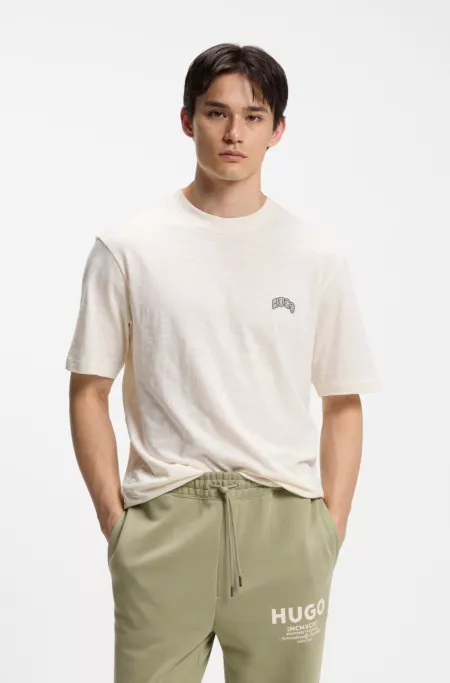 Regular-fit cotton T-shirt with varsity logo