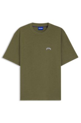 Regular-fit cotton T-shirt with varsity logo, Light Green