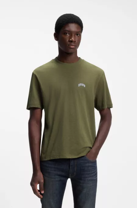 Regular-fit cotton T-shirt with varsity logo