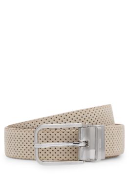 Cintur&oacute;n reversible de piel italiana, Beige