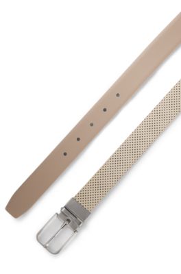 Reversible belt in Italian leather, Beige