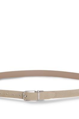 Reversible belt in Italian leather, Beige