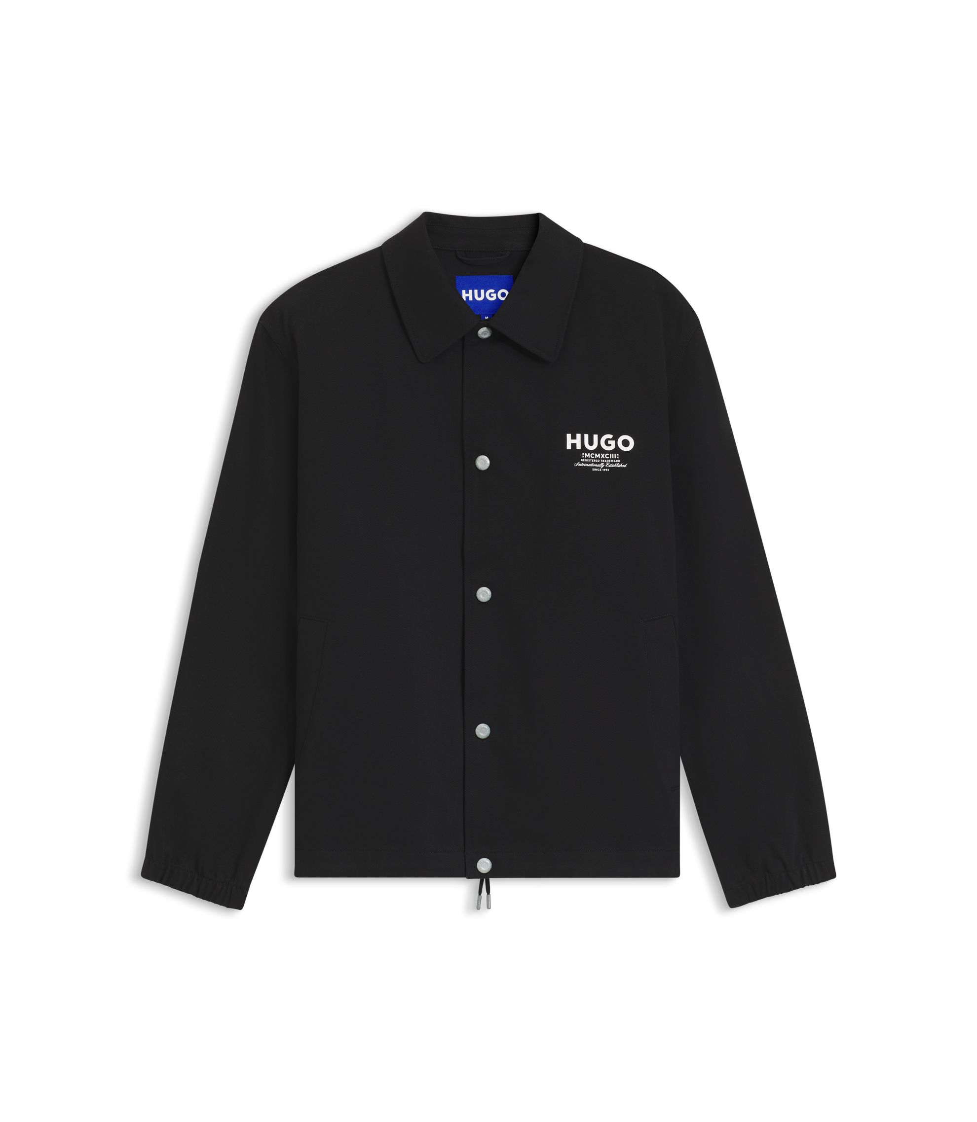 HUGO - Cotton-twill coach jacket with logo details - Black