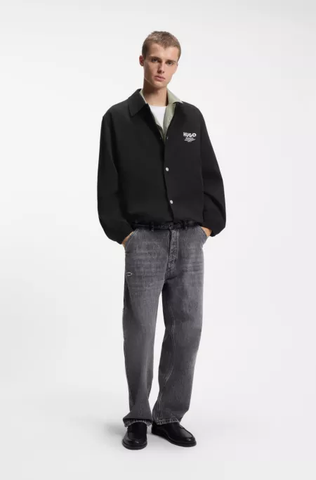 Cotton-twill coach jacket with logo details