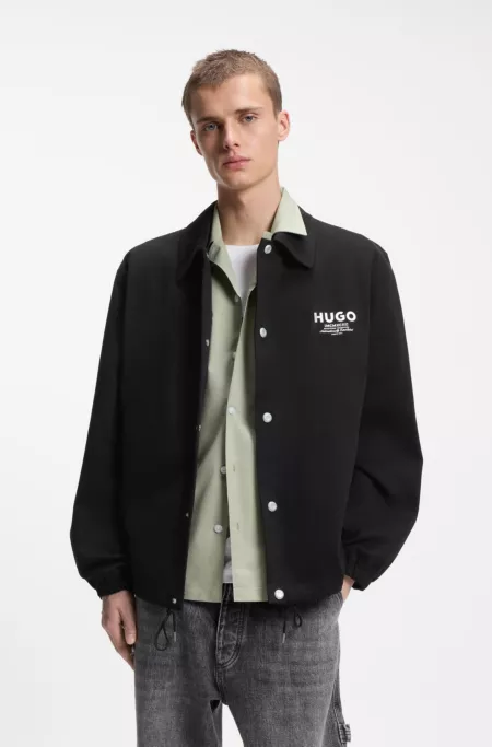 Cotton-twill coach jacket with logo details
