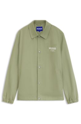 Cotton-twill coach jacket with logo details, Beige