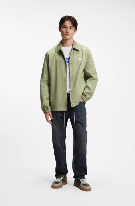 Cotton-twill coach jacket with logo details