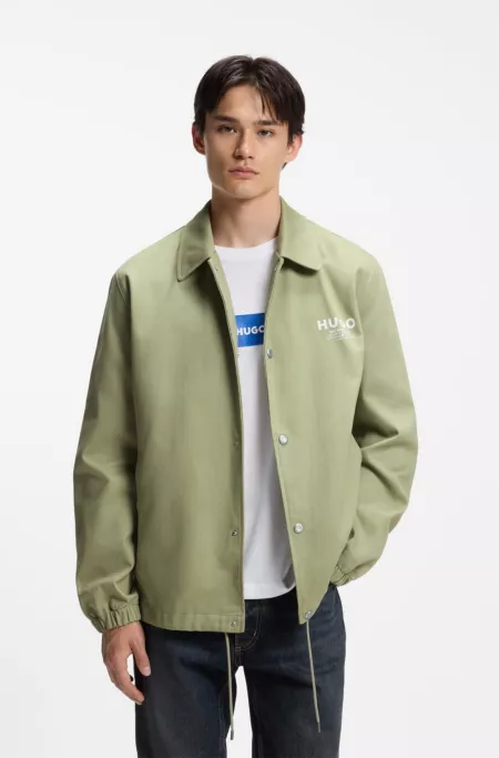Cotton-twill coach jacket with logo details