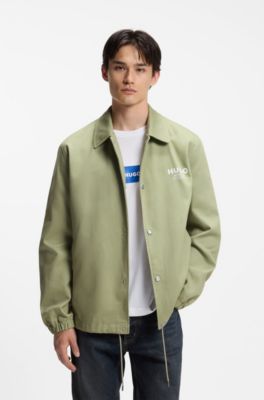 Cotton-twill coach jacket with logo details, Beige