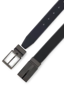 Cintur&oacute;n reversible de piel italiana, Negro