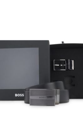 Cintur&oacute;n reversible de piel italiana, Negro